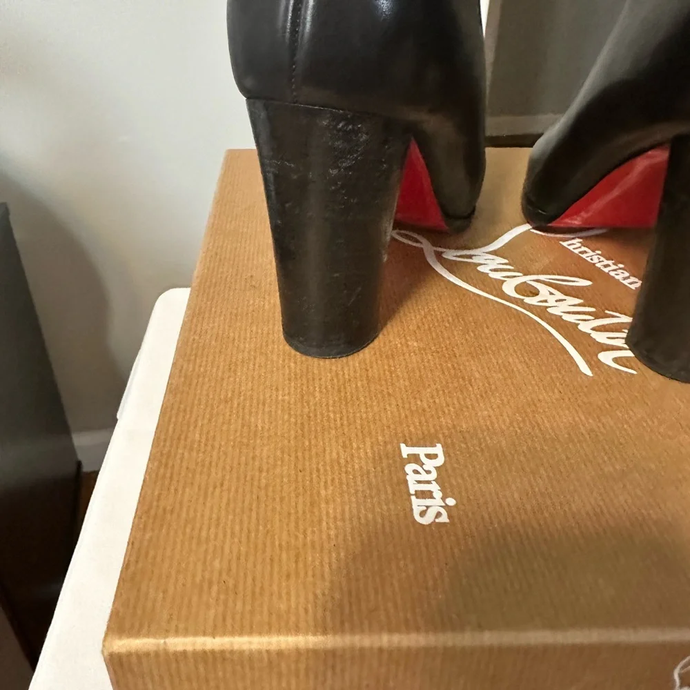Christian Louboutin Black Leather Heeled Boots size 41 - Picture 3 of 14